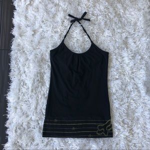 Fox black halter top with built in shelf bra